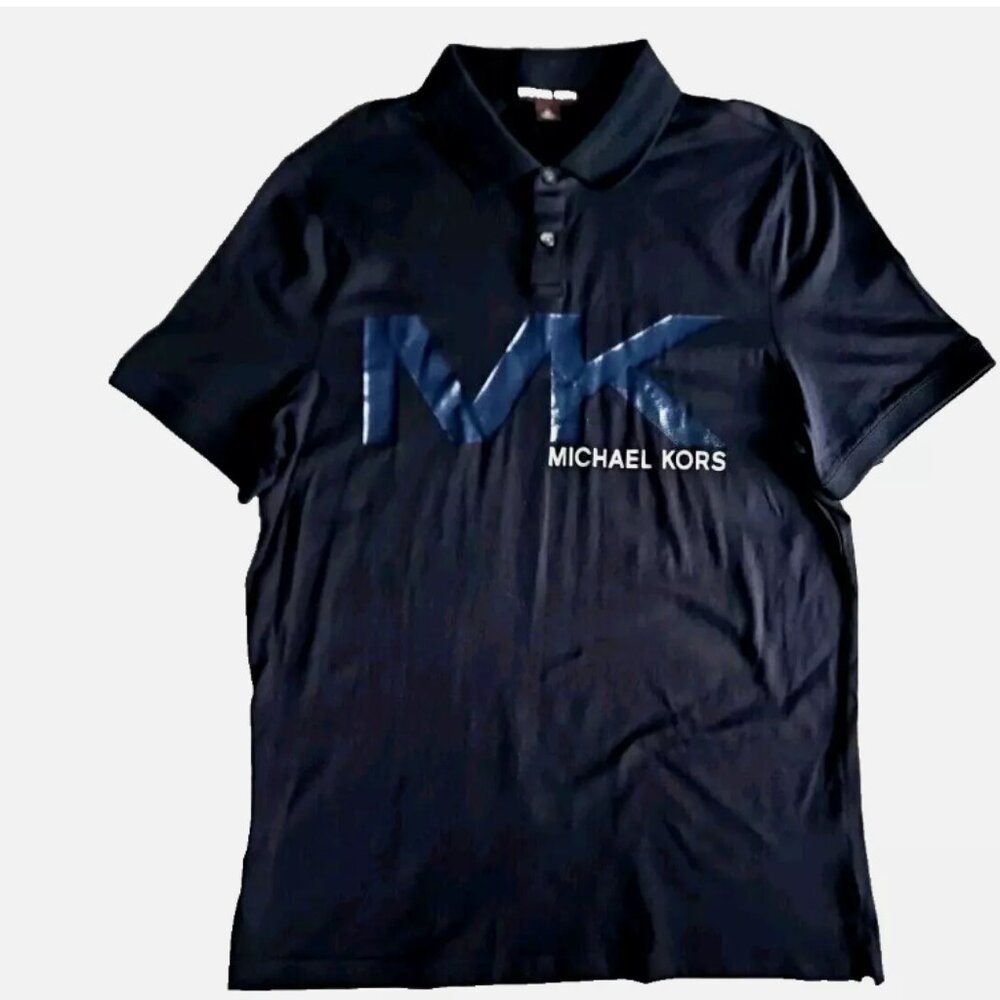Michael Kors Men's MK Polo Shirt Navy Blue Size M Logo NWT
